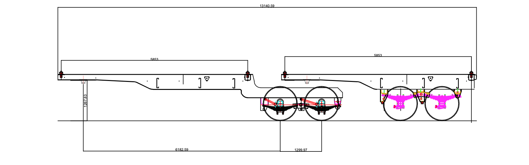diagram of B-double trailer