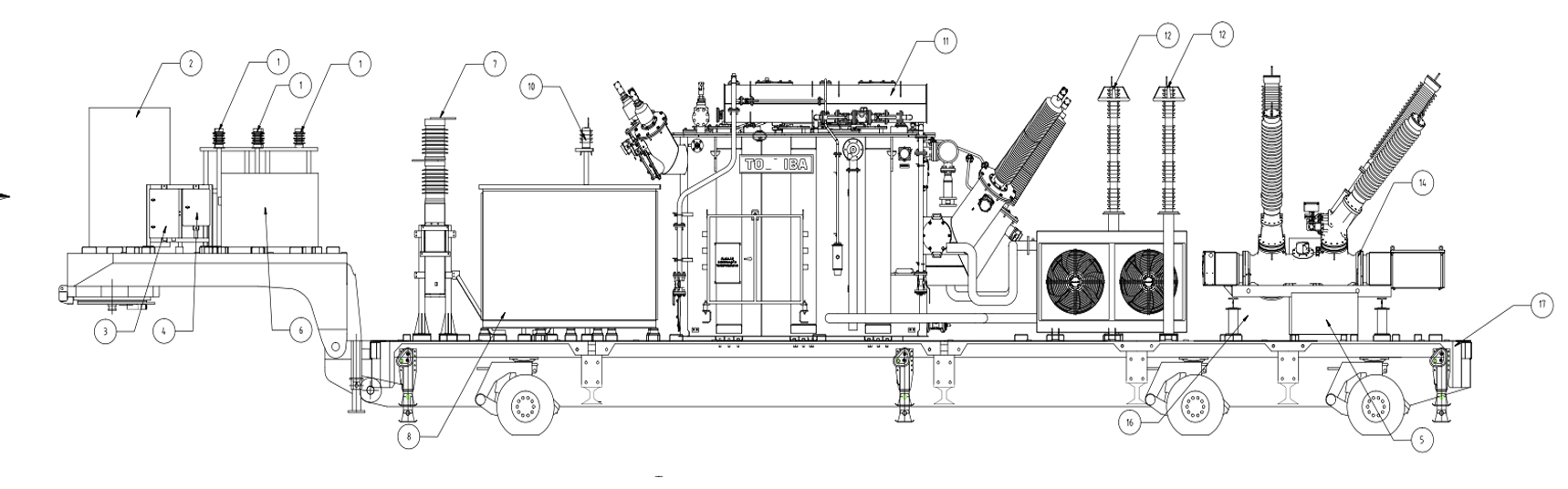 diagram of hydraulic trailer for mobile substation